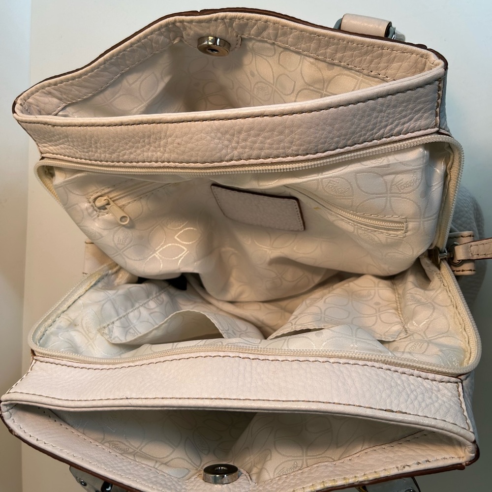 Fossil Pebble Grain White Leather Tote/Shoulder Bag - Picture 14 of 15